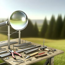 Image réaliste d'une loupe géante, illustrant le concept de fabrication et son fonctionnement pour un article de blog sur l'optique.