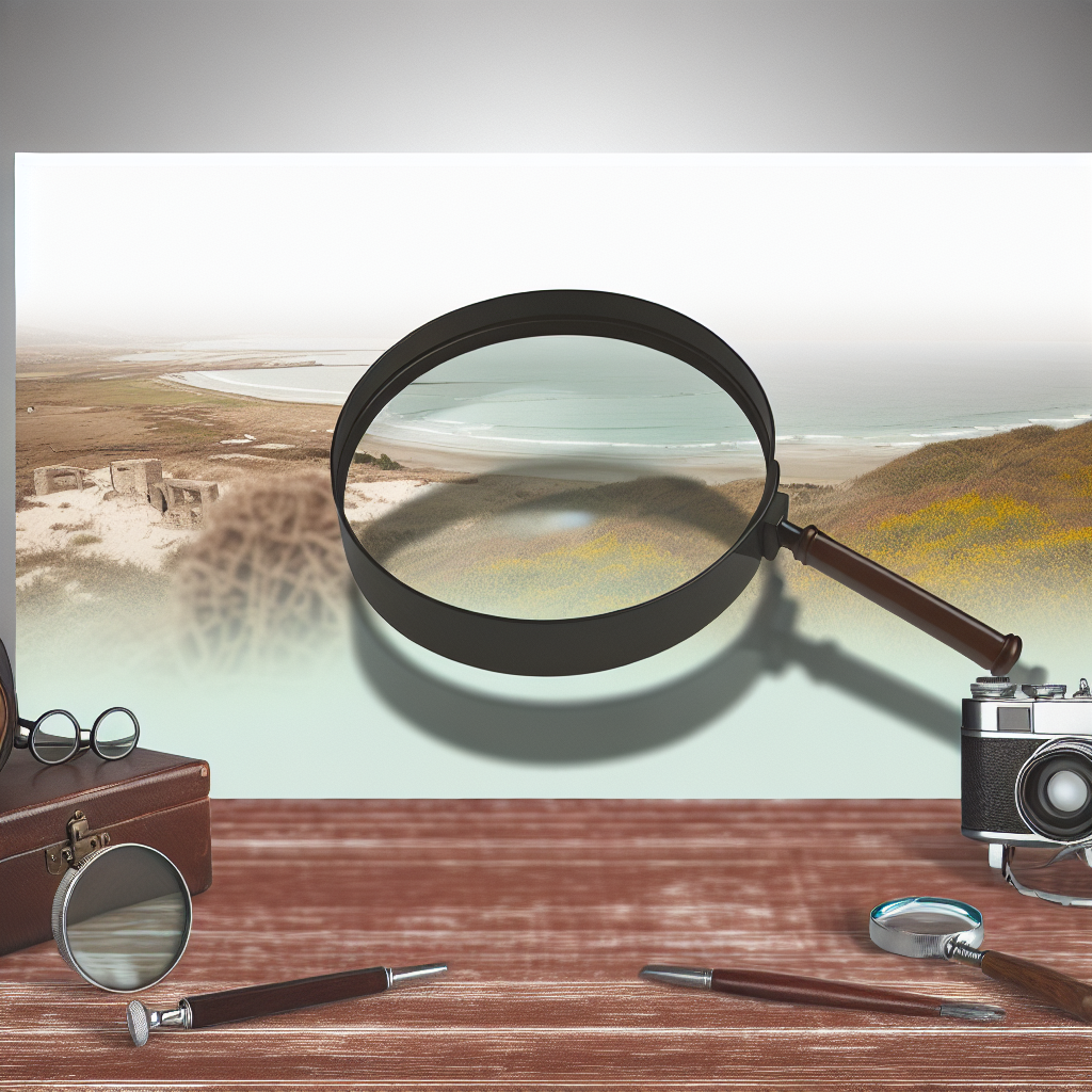 Image réaliste illustrant l'histoire et l'évolution des loupes grossissantes, mettant en avant des textures naturelles et des objets authentiques.