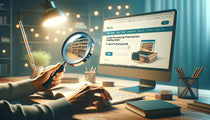 Image réaliste d'une loupe de lecture sur un livre, illustrant les caractéristiques à considérer pour un achat en ligne réussi.