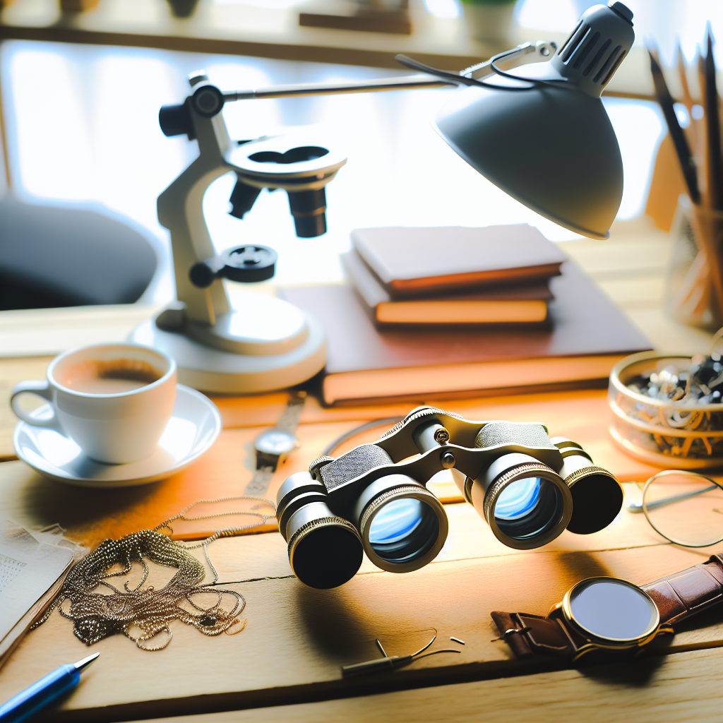 Image réaliste illustrant les loupes binoculaires, mettant en avant leurs avantages pour des tâches quotidiennes, avec un éclairage naturel et des textures authentiques.