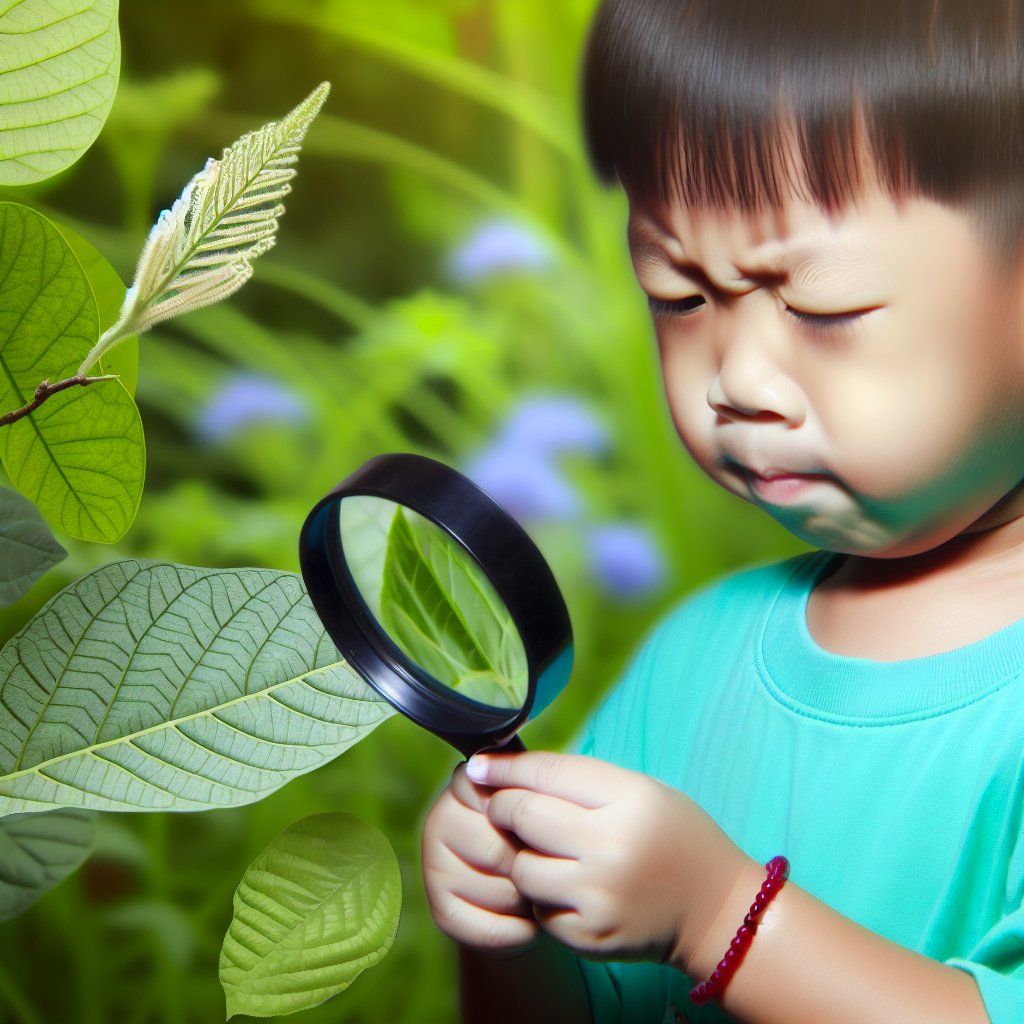 Photo réaliste d'une loupe pour enfant, illustrant son utilisation éducative et adaptée aux jeunes explorateurs. Idéale pour un blog sur les loupes enfant.