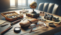 Loupes de lecture sur un bureau, illustrant l'importance de bien s'équiper pour la basse vision et les troubles visuels.