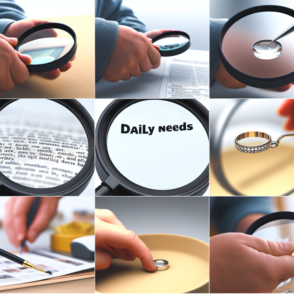 Image d'une loupe de bijoutier, illustrant ses avantages pour les besoins quotidiens, avec un éclairage naturel et des textures réalistes.