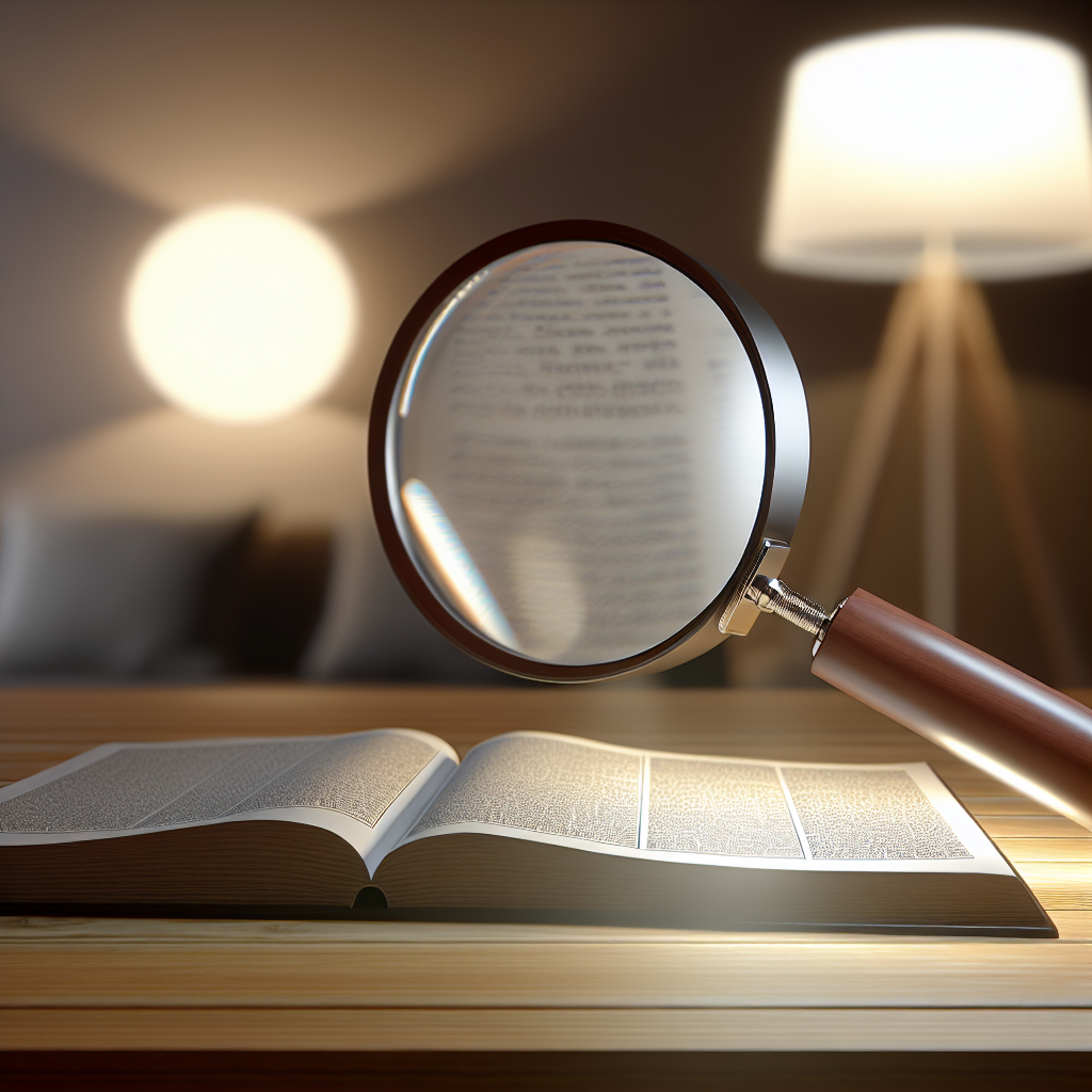 Image réaliste d'une loupe illustrant son fonctionnement et le concept de grossissement optique, idéale pour comprendre la définition loupe.