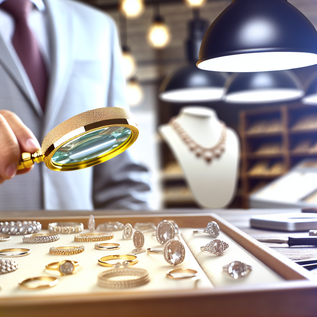 Photo réaliste d'une loupe de bijoutier de qualité, illustrant son importance pour l'analyse des bijoux. Ambiance professionnelle et éclairage doux.