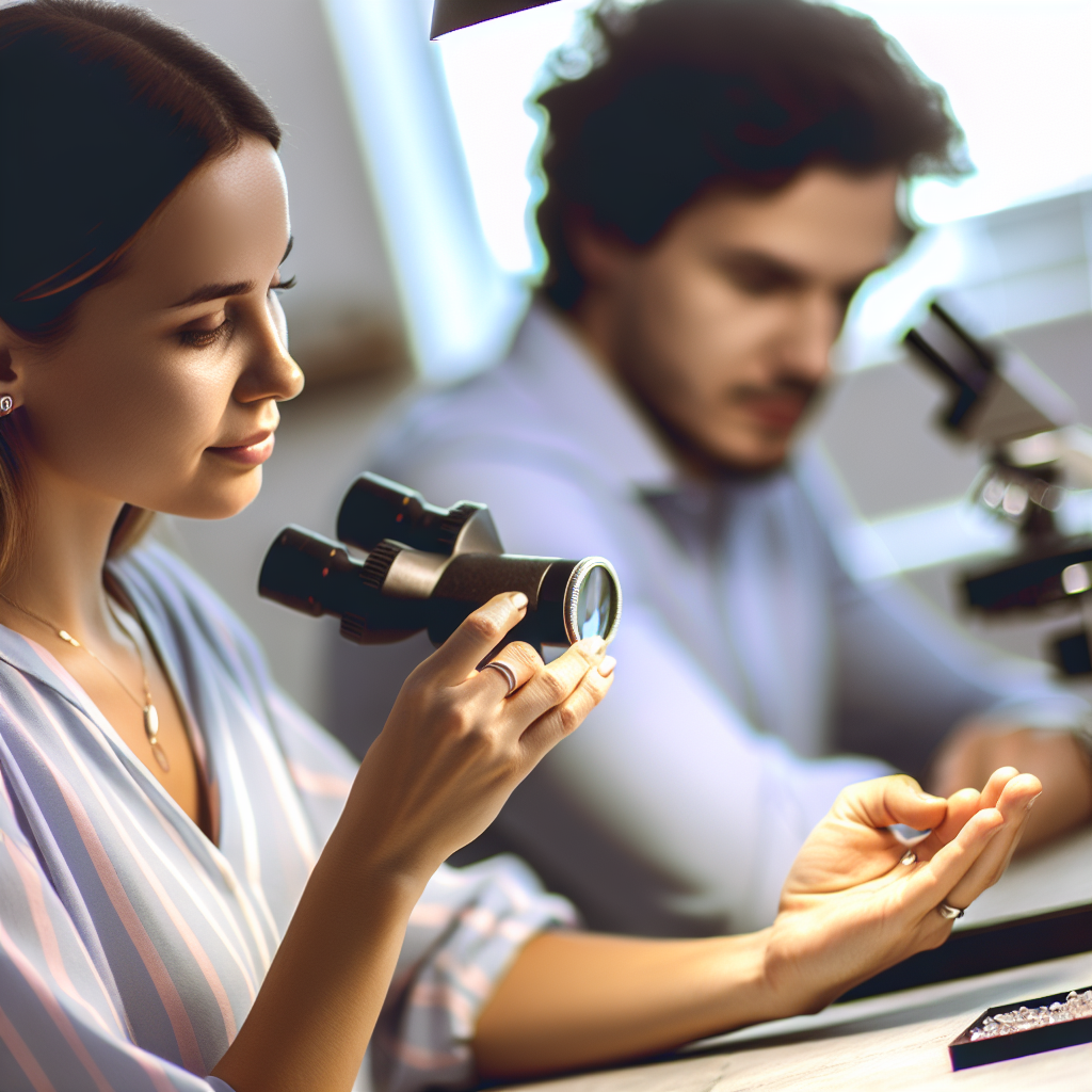 Photographie réaliste d'une loupe de bijoutier utilisée dans des applications professionnelles et personnelles, mettant en valeur les détails des bijoux.