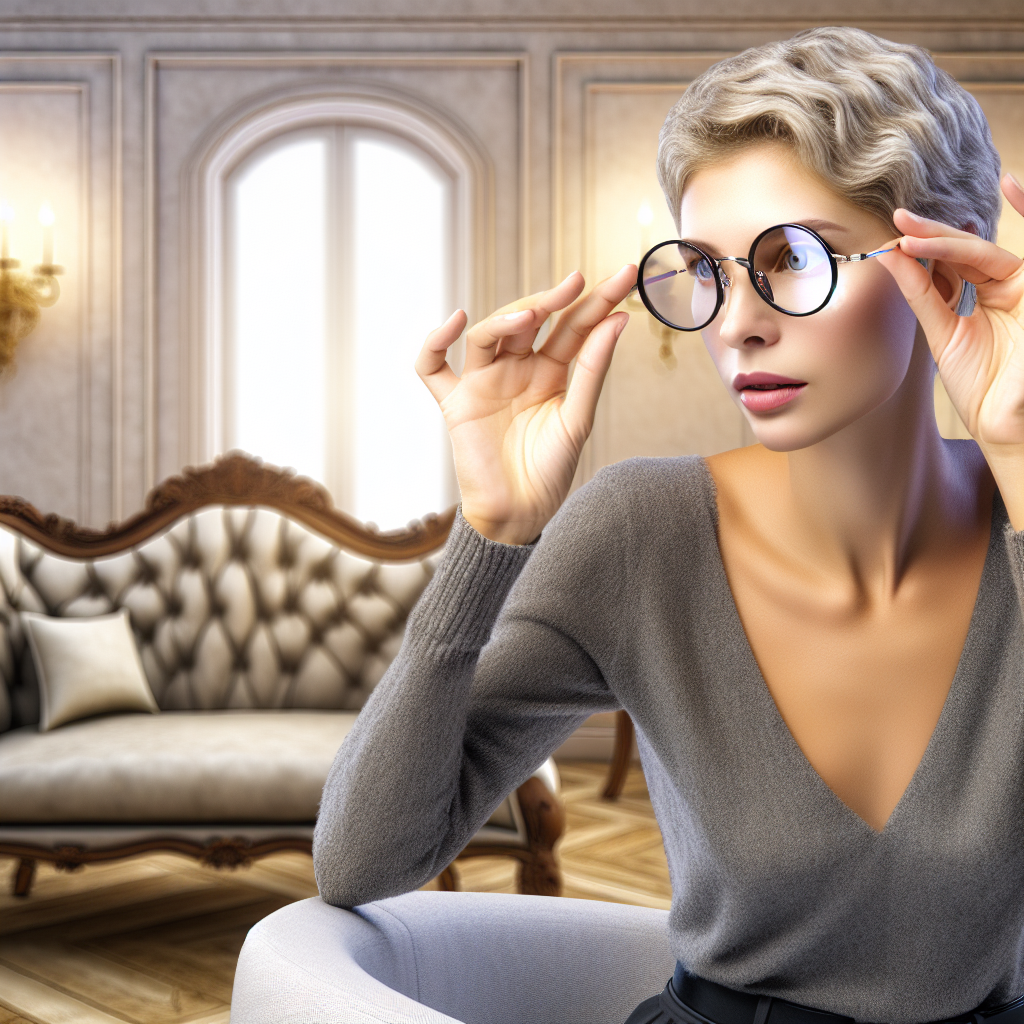 Photo réaliste de lunettes loupe femme, alliant confort et esthétique, dans un cadre naturel. Idéal pour illustrer un article sur les lunettes loupe.