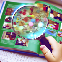 Photographie réaliste illustrant l'évolution des loupes pour enfants, mettant en avant des textures naturelles et une lumière douce. Loupe enfant.