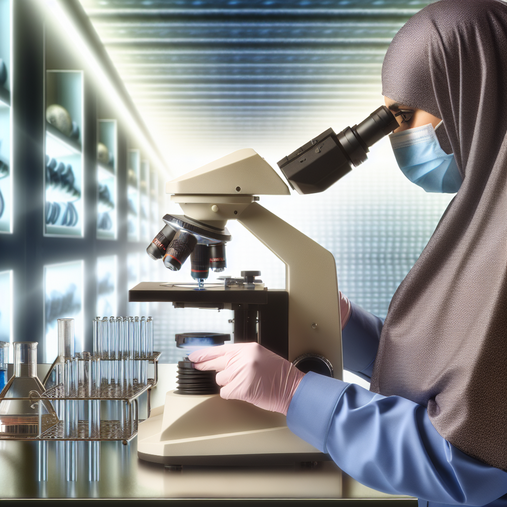 Image d'un microscope optique utilisé dans un laboratoire, illustrant son fonctionnement avec des échantillons, idéale pour un article sur son usage.