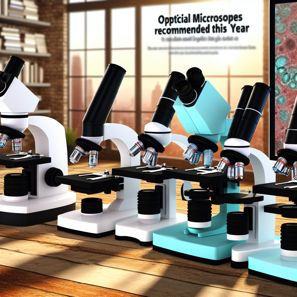Image réaliste d'un microscope optique recommandé en 2023, mettant en avant sa qualité et ses détails, idéale pour un article professionnel.