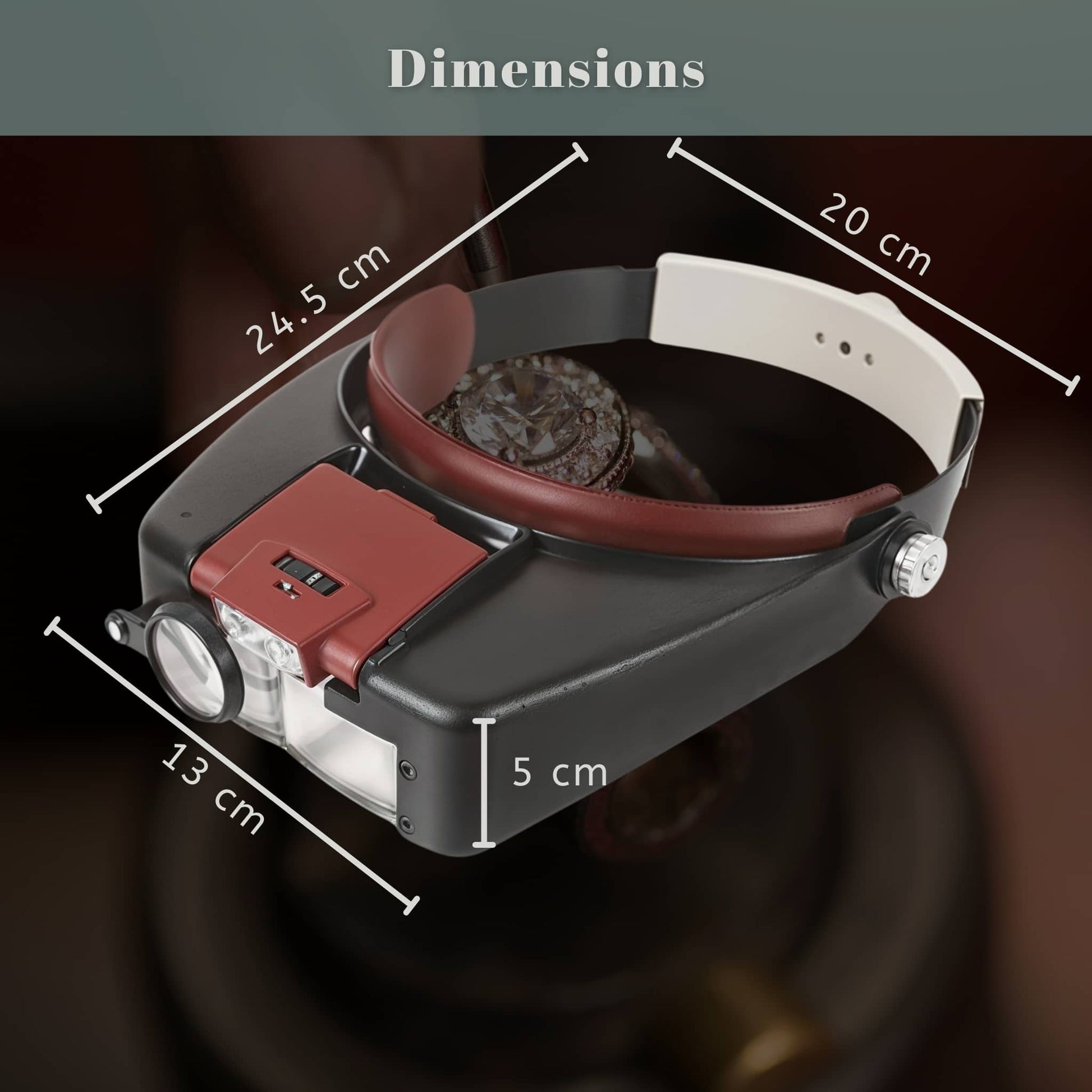 Dimensions de la loupe pour bijoutier