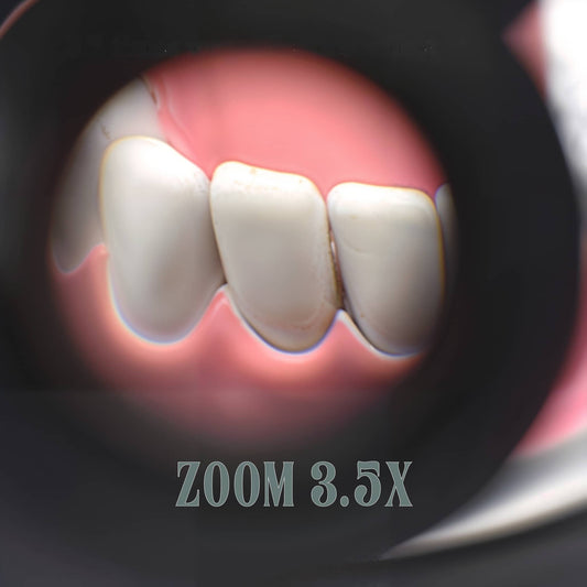 Zoom d'une dent avec une loupe binoculaire dentaire