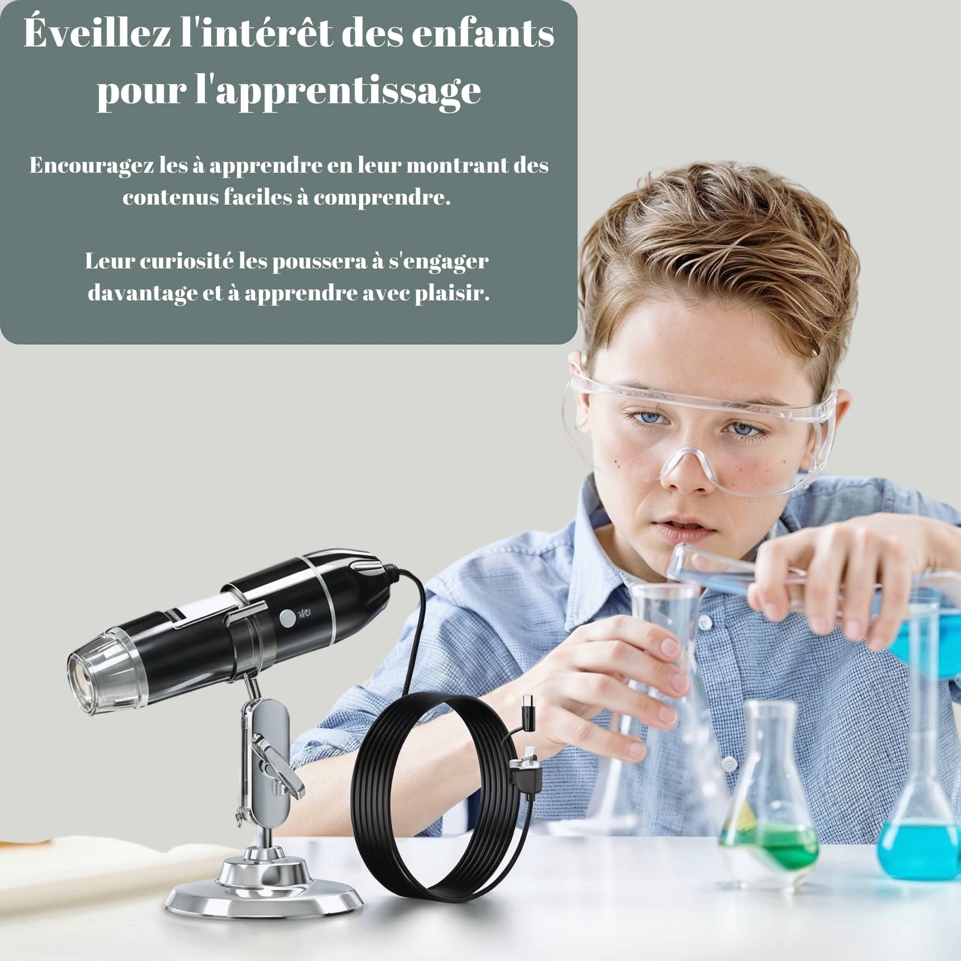 Apprentissage des enfants avec une Loupe numerique USB