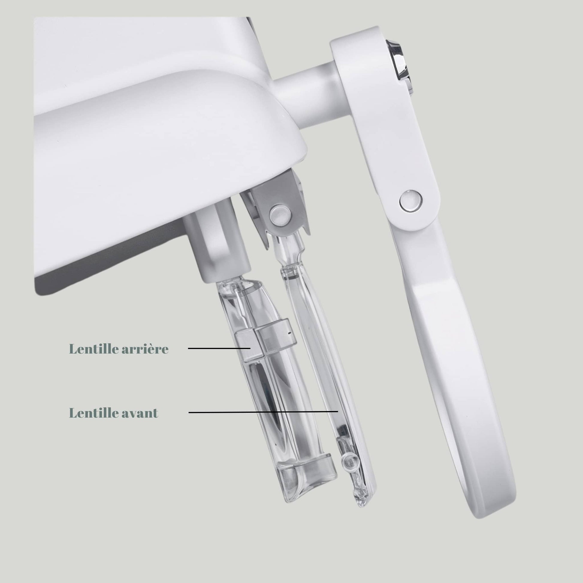 Détail d'une loupe binoculaire frontale