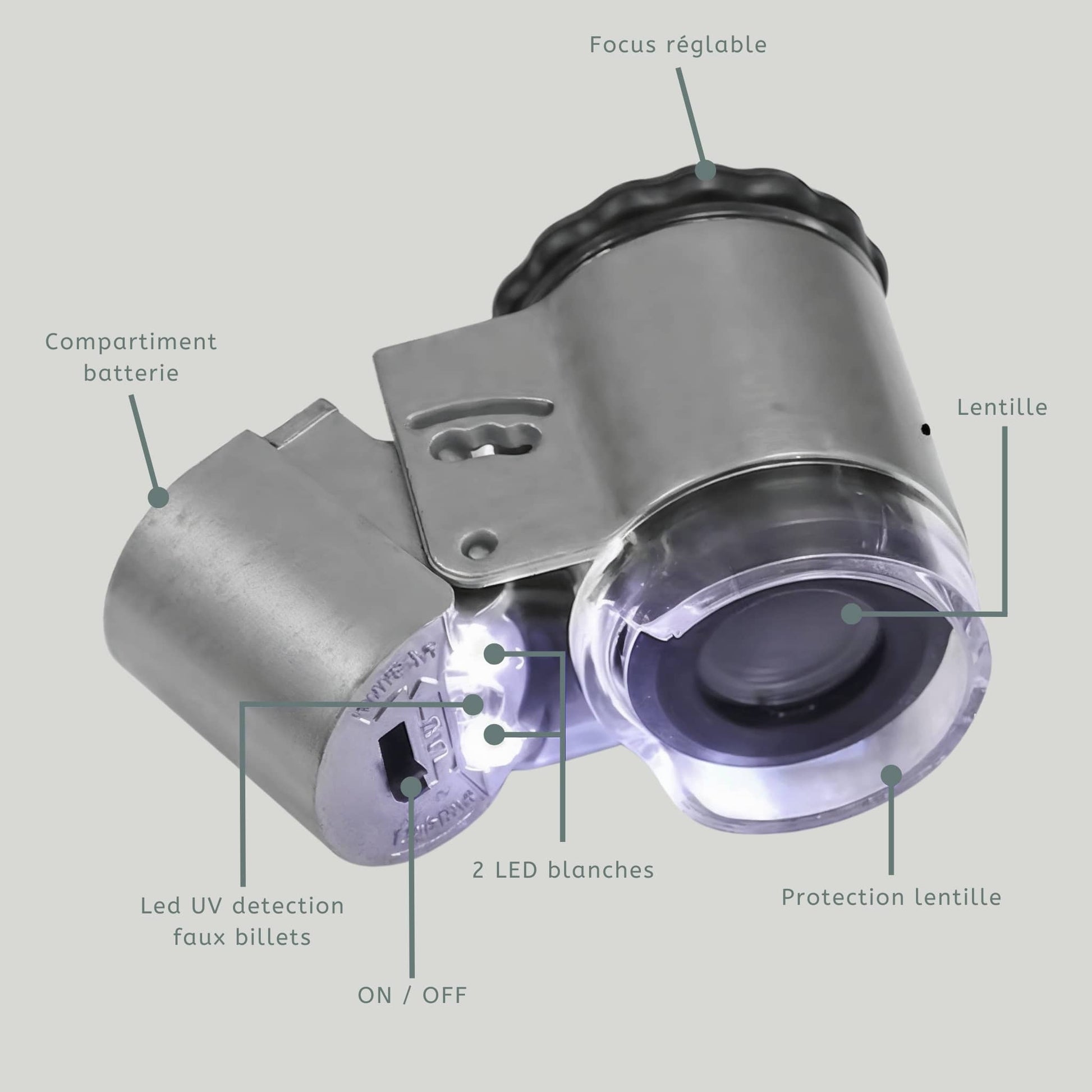 Caractéristiques de la Loupe de bijoutier x50