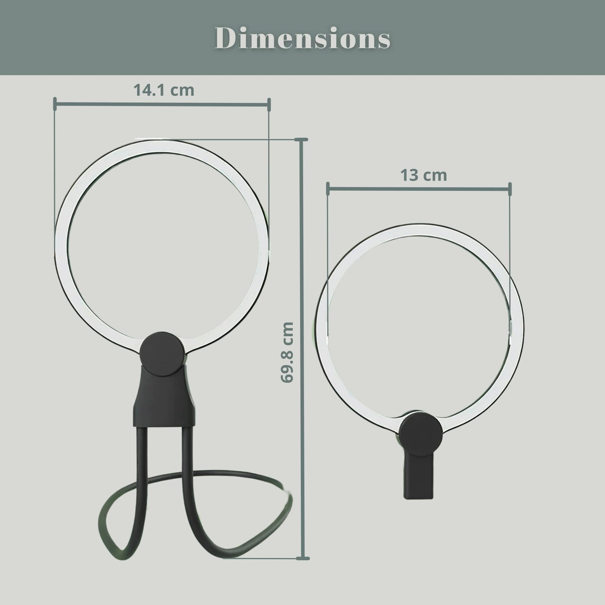 Dimensions de la loupe de lecture mains libres pour malvoyants