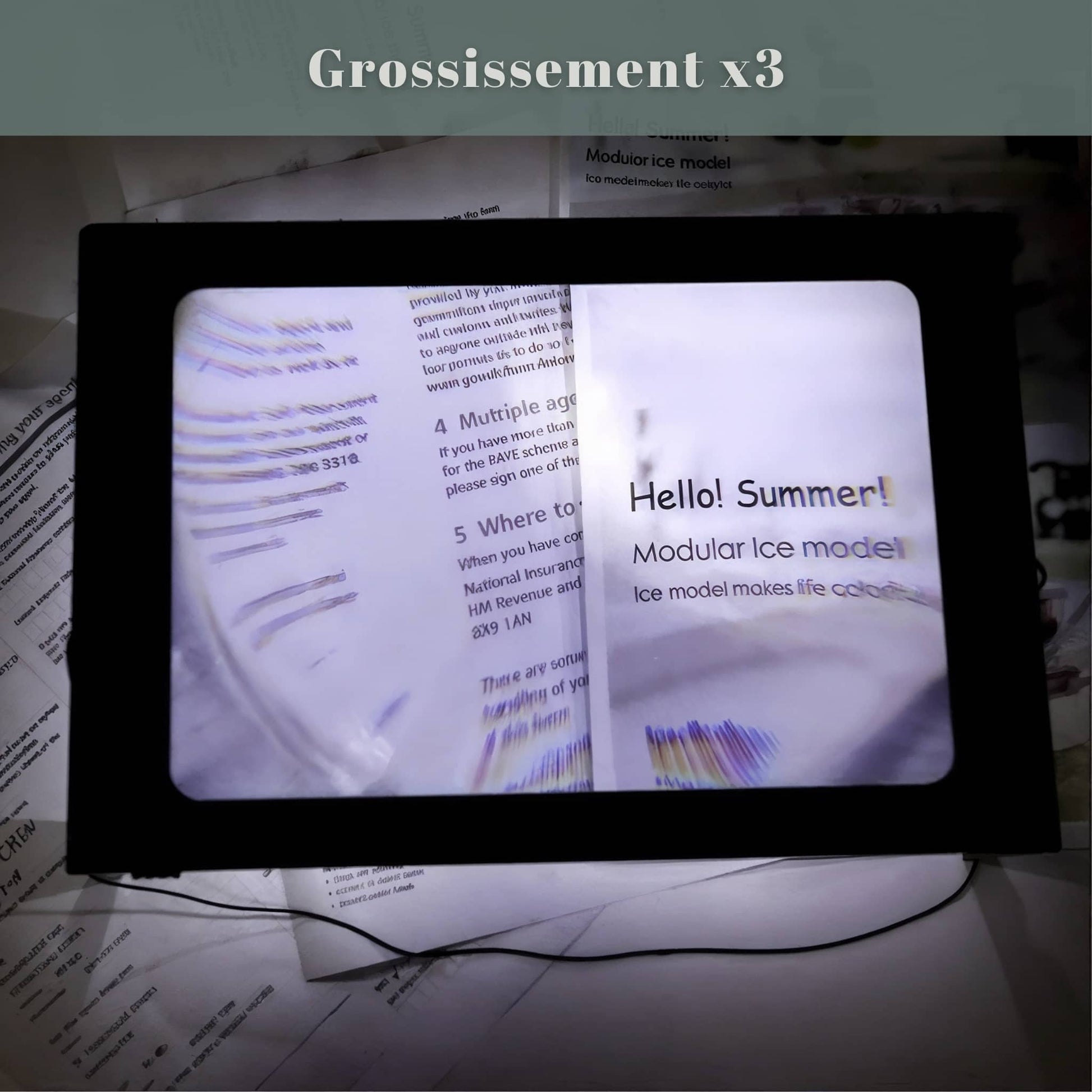 Grossissement x3 Loupe de lecture pleine page A4 