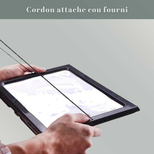 Cordon main libre Loupe de lecture pleine page A4