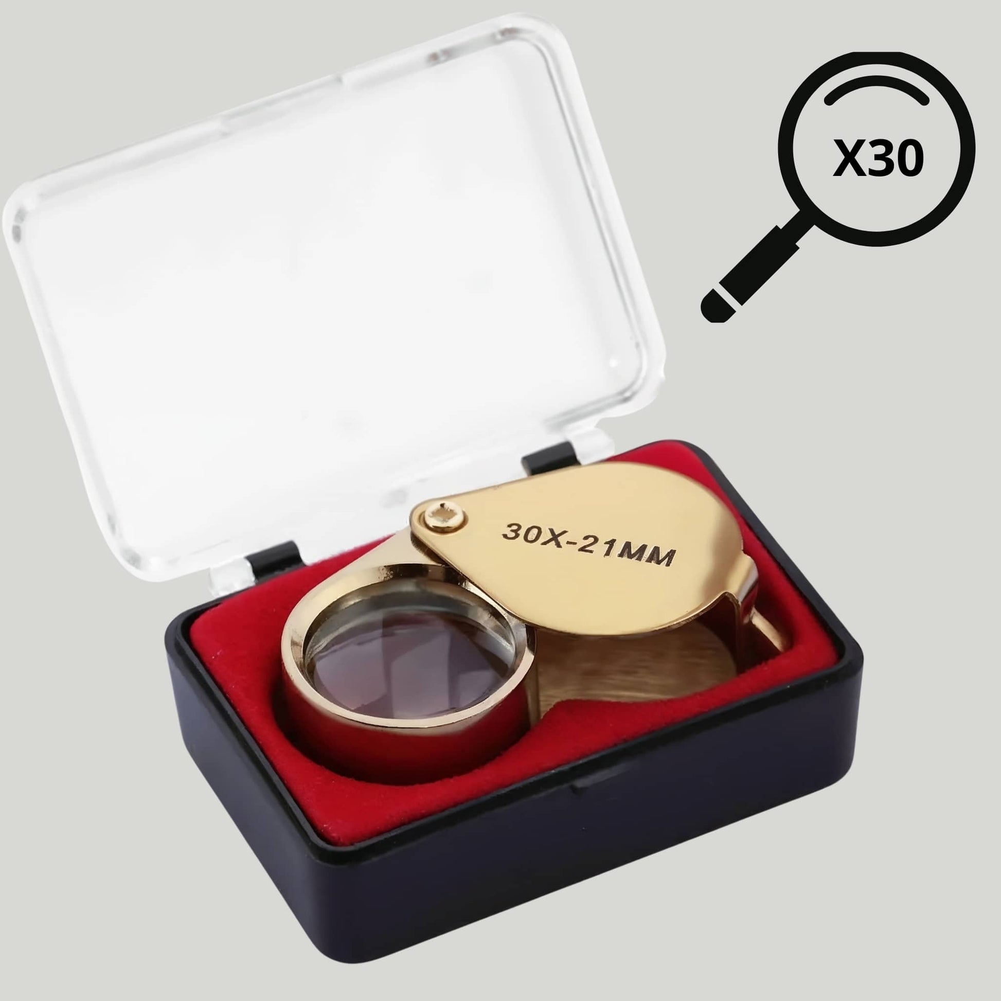 Loupe de poche pliable x30 dorée